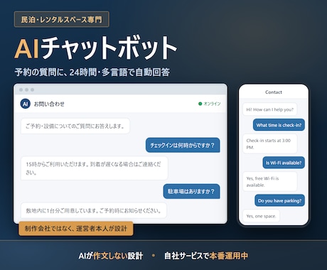民泊・レンタルスペースのAIチャットボット作ります イメージ1