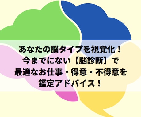 脳診断であなたの適職をアドバイスします 脳タイプを視覚化！あなたの得意・不得意・最適仕事をアドバイス イメージ1