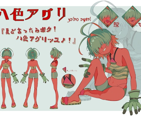 キャラクターをデザインします ご要望にそったキャラクターの三面図と立ち絵を制作します イメージ1