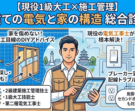 1級大工×電気工事士@ 戸建てトラブル解決します ​ただの電気屋じゃない！家全体を熟知した1級大工の的確な診段 イメージ1