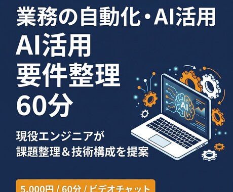 業務の自動化・AI活用の要件整理します 現役エンジニアが60分で課題整理＆技術構成を提案 イメージ1