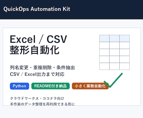 Excel・CSV整形を自動化します 手作業のデータ整理を小さく自動化 イメージ1
