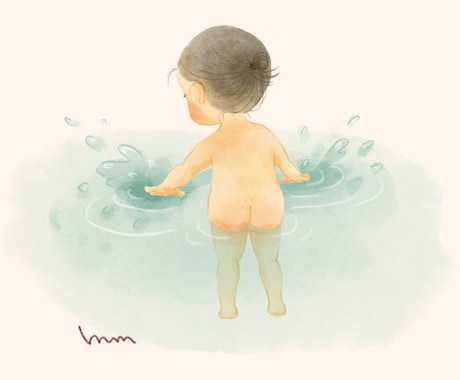 子どもの写真から絵本風イラストに仕上げます 育児の思い出を1枚にやさしいタッチの後ろ姿・横顔イラスト イメージ1