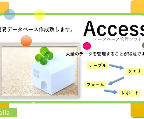 Accessで簡易DB作成・修正致します Accessを知りたい、使いたいなどお手伝い致します。 イメージ1