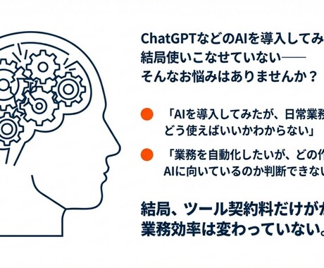 AI導入失敗を防ぐ！業務分解とAI導入を実施します ツール選びだけでなく業務分解から始めるハンズオン型AI導入 イメージ2
