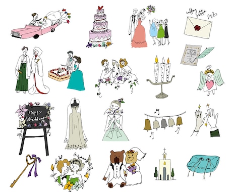結婚に関するカットイラストを描きます 印刷物・手作りアイテムの制作などにご利用ください イメージ2