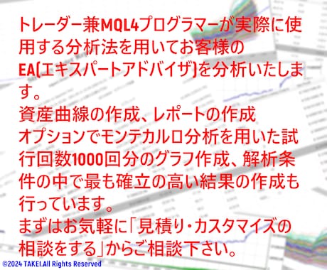 MT4用EAのバックテストを代行します トレーダー兼MQL4プログラマーがTDSでEAの分析します。 イメージ1