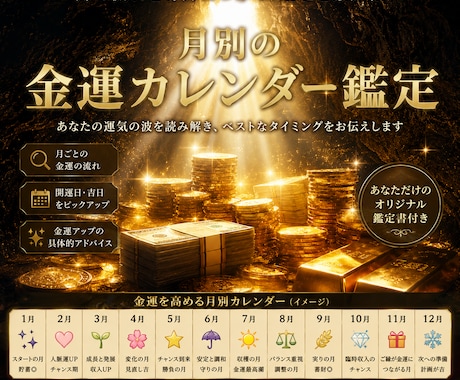 宝くじ当選者が月別金運を詳細鑑定します 金運の流れとタイミングを読み解き、あなたの金運引き寄せます イメージ2