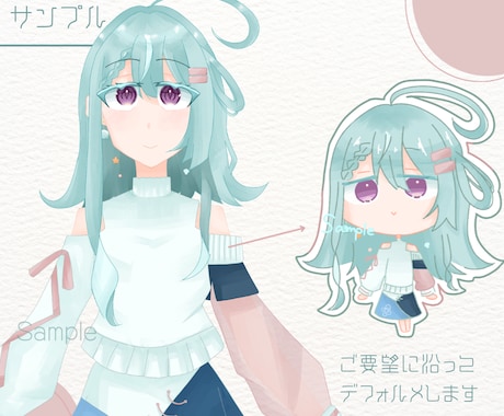 とにかく可愛い、もちもちちびキャラ描きます 商用利用可、そのキャラの良さを生かしたデフォルメ承ります イメージ2
