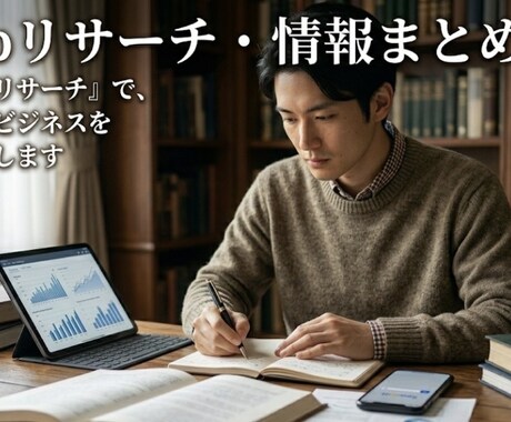 丁寧なWebリサーチ・情報まとめ代行しますます あなたの代わりに徹底調査。必要な情報を整理してお届けします。 イメージ1