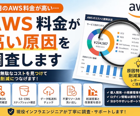 AWS料金が高い原因を調査します EC2・RDS・S3等の無駄を確認します イメージ1