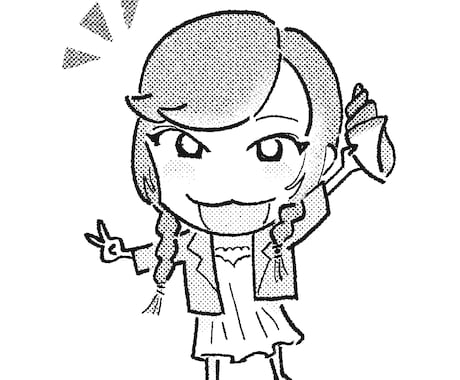 オプション1つ無料中！モノクロで似顔絵を描きます 漫画風のトーンでモノクロ彩色した、デフォルメ似顔絵です。 イメージ2