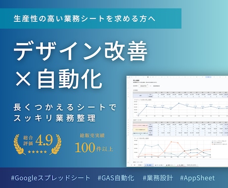 スプレッドシートを機能とデザインで効率化します GASもOK！迅速・丁寧な対応と設計能力が選ばれる理由です イメージ1