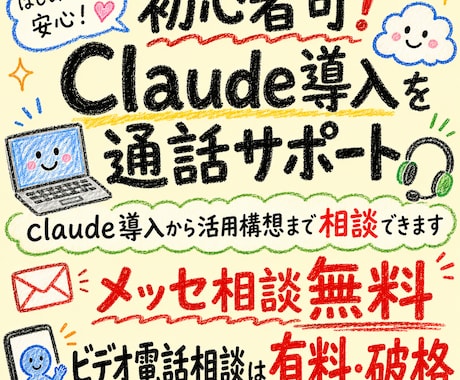 初心者可！Claude導入を通話サポートます claude導入から活用構想まで相談できます イメージ1