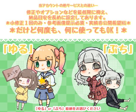 プチッと可愛いデフォルメイラスト描きます 〜最低限のサービスで低価格版〜 イメージ2