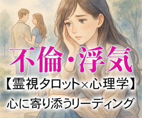 浮気？不倫？関係が壊れる前に真実を霊視で鑑定します 隠された気持ちとその未来を霊視タロット×心理学で読み解きます イメージ1