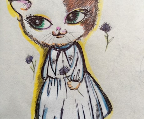 色鉛筆等で★オリジナル★の猫のイラスト描きます ペットの猫ﾁｬﾝも可です(o^^o) イメージ2