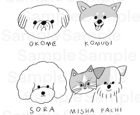 ペットのアイコン（線画）描きます #シンプルなゆるかわイラスト　#線画イラスト イメージ1