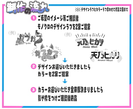 Vtuber様や同人誌等のネームロゴ制作します 丁寧に！要望に沿った素敵なロゴを作ります！ イメージ2