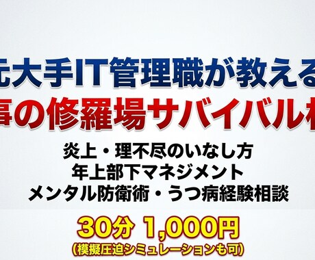 元大手IT管理職の修羅場サバイバル相談します 炎上・理不尽の切り抜け方から年上部下の悩み、うつ病経験まで イメージ1