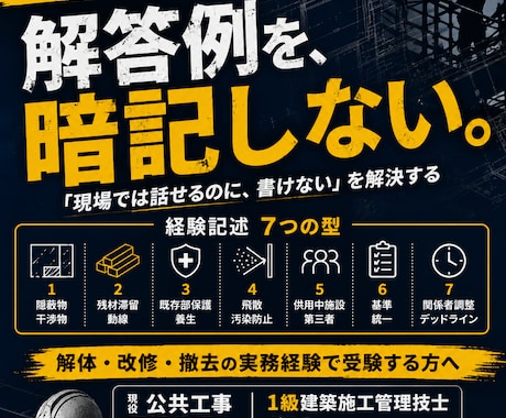 新形式対応！解体・改修の経験記述を型で作れます イメージ1