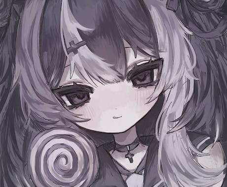 暗めで厚塗りの可愛いイラスト制作します アイコンや配信活動、グッズなどにご使用いただけます！ イメージ2