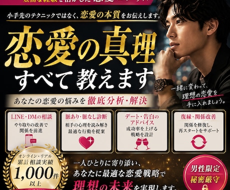 恋愛経験200人超があなたの恋愛を分析します 200人以上の女性経験で見えた「恋愛の真理」を言語化します。 イメージ1