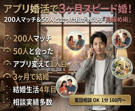 マッチングアプリの「マッチから結婚の戦略」教えます 200人以上とマッチングした実体験からサポート！ イメージ1