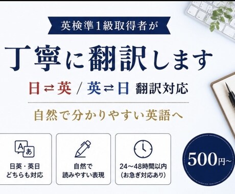 英検準1級取得者が丁寧に翻訳しますます 日英・英日翻訳を自然で分かりやすく対応 イメージ2