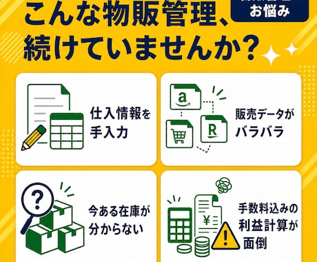 物販向け仕入・販売管理ツールを作成します 商品登録から在庫確認・利益計算までExcelで一元管理 イメージ2