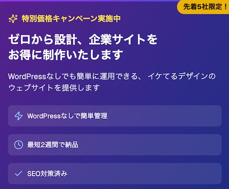 先着5社！ゼロから設計、企業サイトをお得に作ります WordPressなしでもラクに運用・イケてるデザイン対応 イメージ1