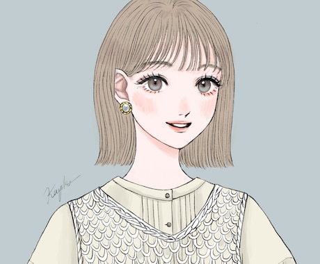 シンプル塗りで大人かわいいイラストお描きします 似顔絵OK！簡単なアクセサリー無料です♡ イメージ1