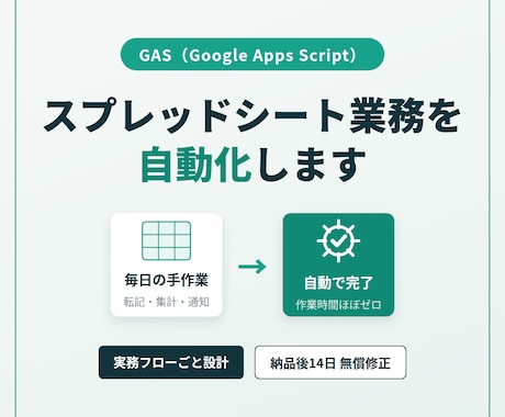 スプレッドシート業務をGASで自動化します 作って終わりにしない、実際に回る自動化を納品 イメージ1
