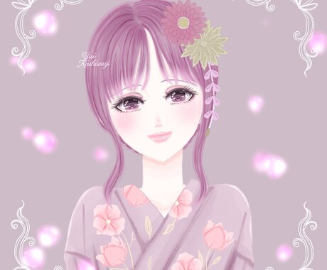 セミオーダー浴衣バストアップアイコン描きます 儚い・可愛い・色気のある和風アイコン／髪型・カラー変更OK イメージ2