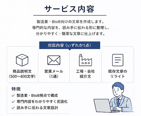 製造業向け｜伝わる文章作成を作成します 専門内容をわかりやすく言語化・文書化 イメージ2