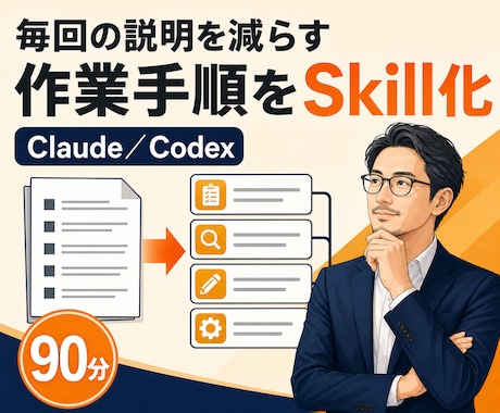 Claude/CodexSkillを一緒に作ります あなたの作業手順をAIが再現しやすい形に整理します イメージ1