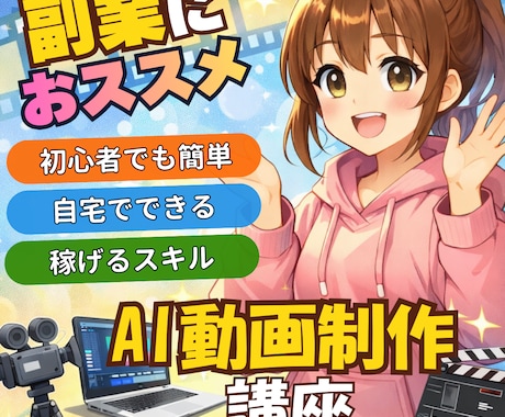 ゼロから学ぶAI動画入門講座販売します スマホ1台・AIだけで“稼げる動画”をつくろう イメージ1