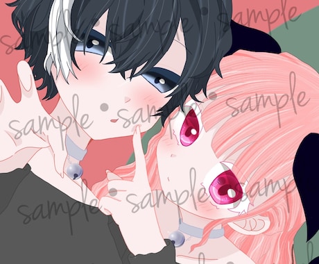 ご希望にそったペアイラストを描きます 腰上イラストを描いています！ご依頼者様のご希望を聞きます！ イメージ2