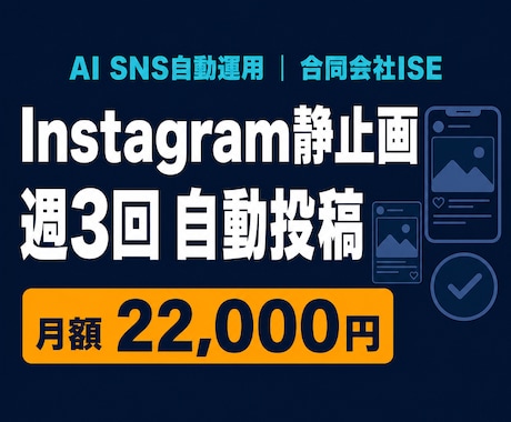Instagram静止画を週3回自動投稿します 画像3枚と投稿文をAIが作成し週3回まとめて自動投稿 イメージ1
