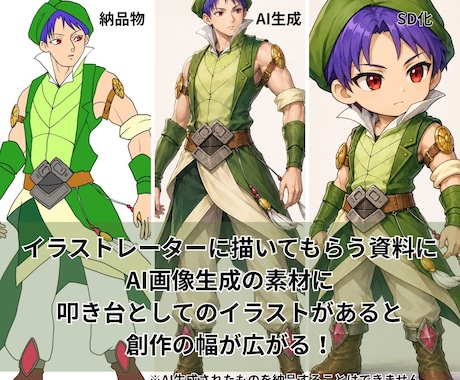 AI画像生成用キャラクターラフ画をデザインします 商用可能！AI画像生成用キャラクター設定を見える形に最適化 イメージ2