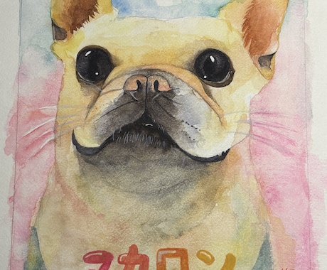 A5～A4サイズで動物ちゃんの似顔絵描きます 水彩でふんわり優しく♬.*ﾟ可愛らしい表情を描きます イメージ2
