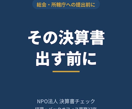 NPO法人の決算書を提出前に確認します 総会や所轄庁への提出前に第三者の目を入れます イメージ1