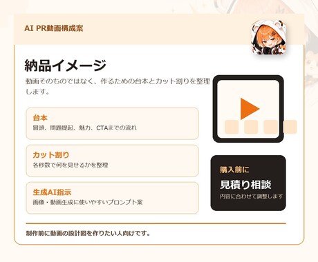AIでPR動画の構成案を作ります 動画を作る前の設計図を整理します イメージ2