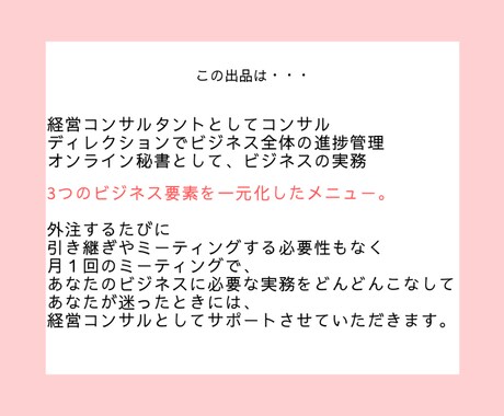 月契約-経営コンサル+進捗管理+秘書　全部します 秘書事業社長、経営コンサル、カウンセラー経験、元起業家経験 イメージ2