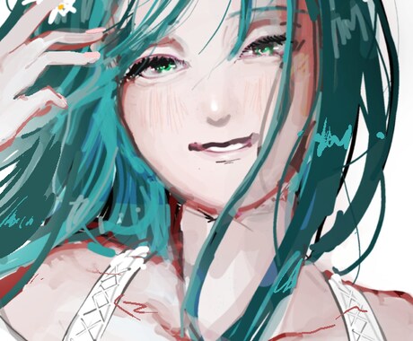 筆圧強めラフタッチ　優美な女性を描きます （スマホ指描きならではの儚さやあどけなさをお届け） イメージ2