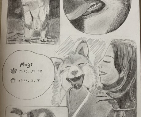 鉛筆でアルバム風に写真をもとに絵を描きます 鉛筆でデッサン風の似顔絵描きます！ イメージ2