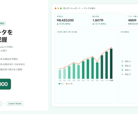 EC通販の売上/広告の費用対効果を可視化します Looker Studioで売上データを一目で把握 イメージ1