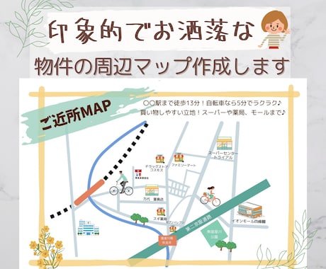 不動産物件の募集マップを作成します ナチュラルで分かり易い周辺マップで物件のイメージアップ‼︎ イメージ1