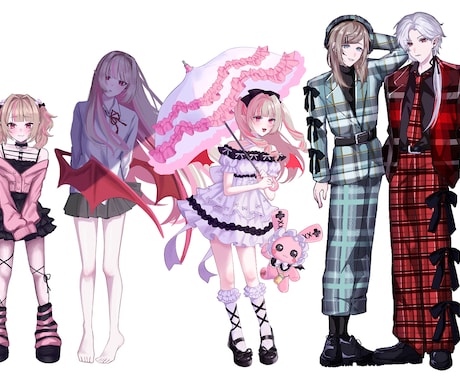 深みのある色使いで目を引く立ち絵を制作いたします キャラクターの雰囲気に合わせ描き方を変え、あなただけの1枚に イメージ2