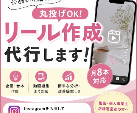 Instagramリール作成代行します 企画から作成まで丸ごとサポートします。 イメージ1